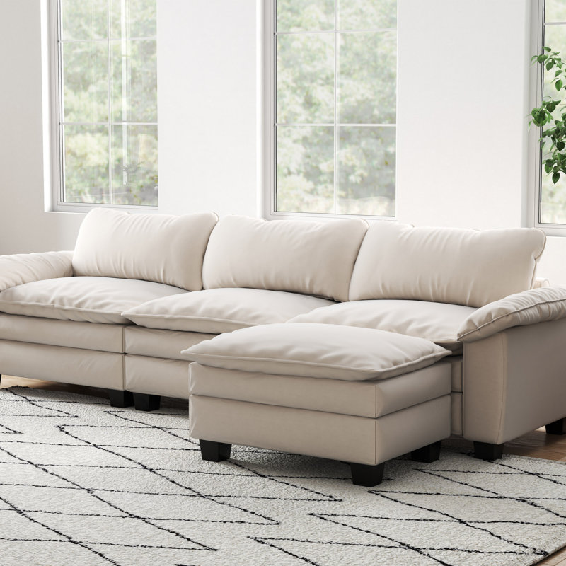 Canapé modulaire de luxe avec repose-pieds, Beige