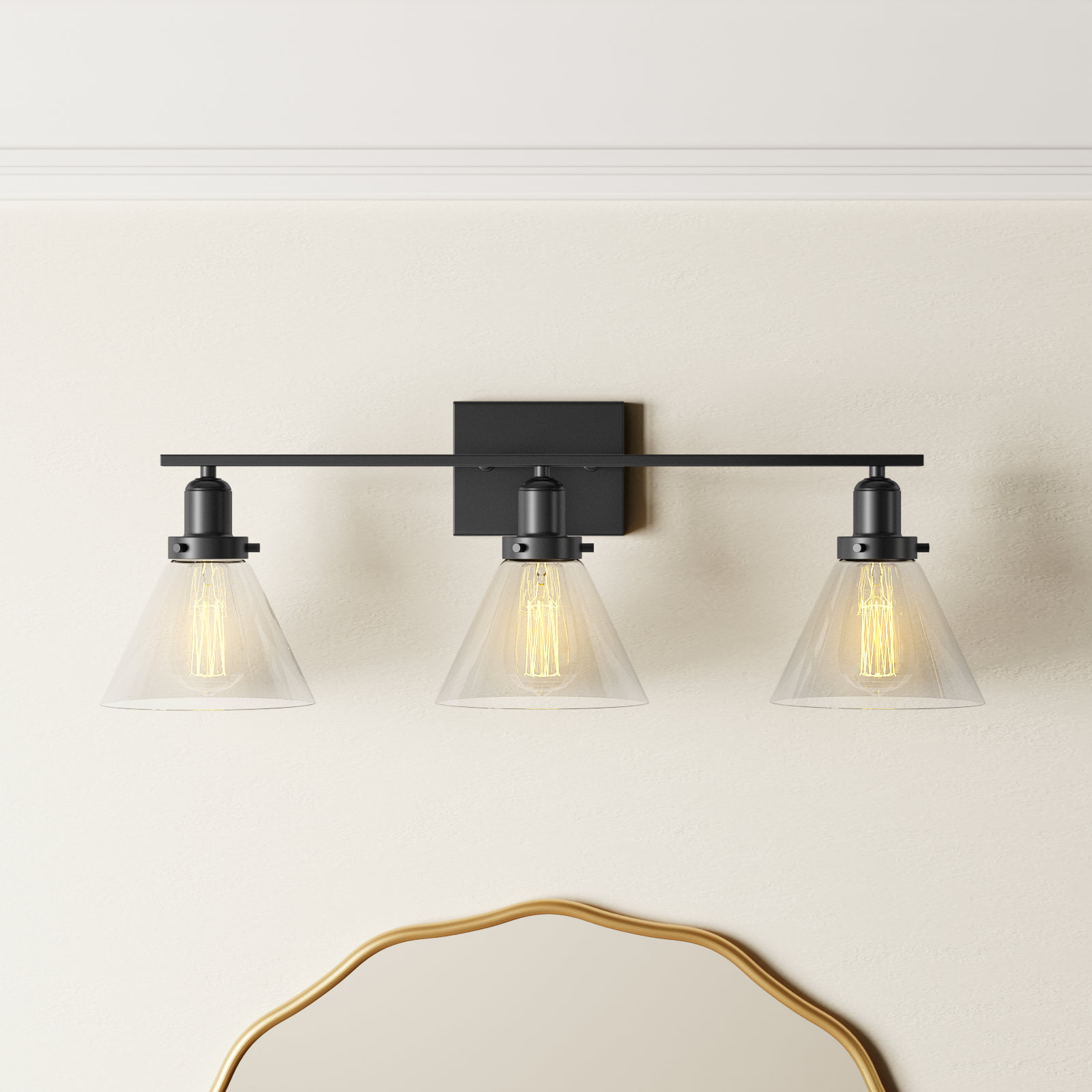 Catalina 3-Light Dimmable Bath Sconce, Black