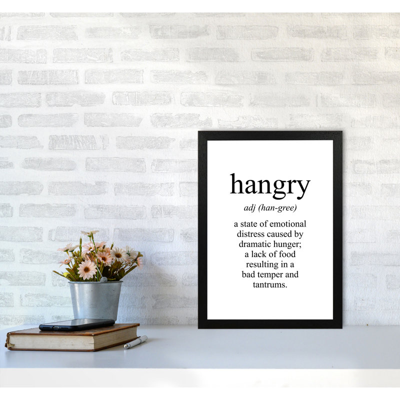 Hangry - Single Picture Frame Print, 85 cm H x 60 cm W x 5 cm D, Black Grain Frame