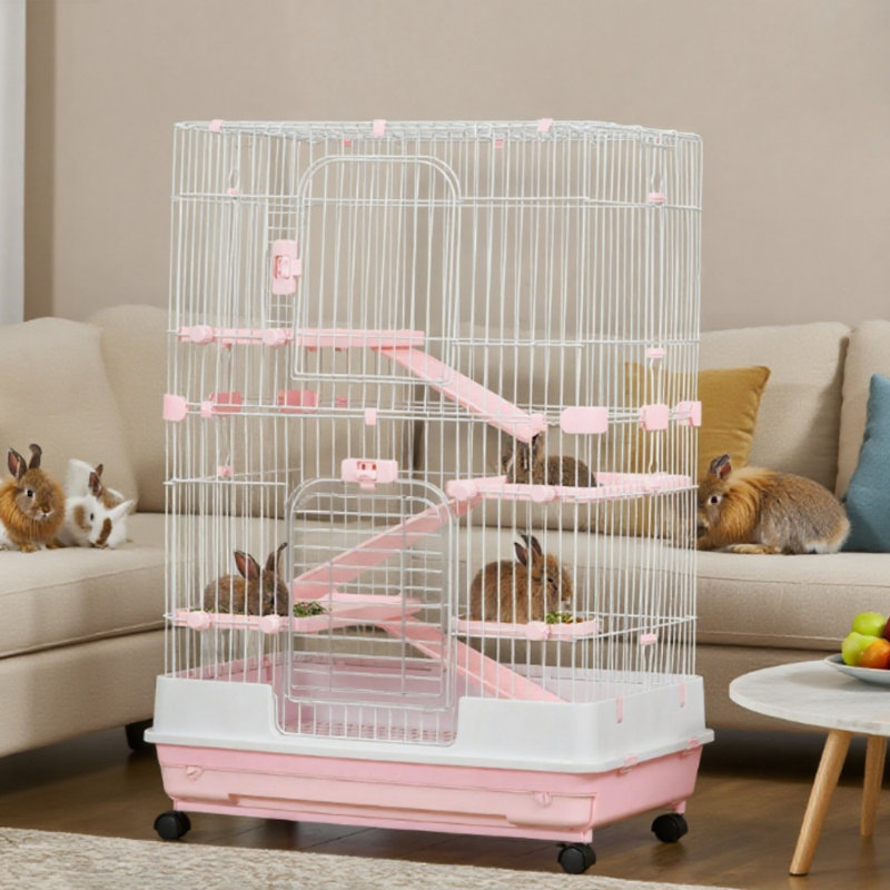 Cage à lapin avec roulettes, H 43,3 po x l 32 po x P 20,8 po