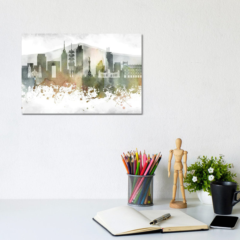 Mexico City Skyline 1 Piece Wrapped Canvas Painting, 20.32cm H x 30.48cm W x 1.905cm D