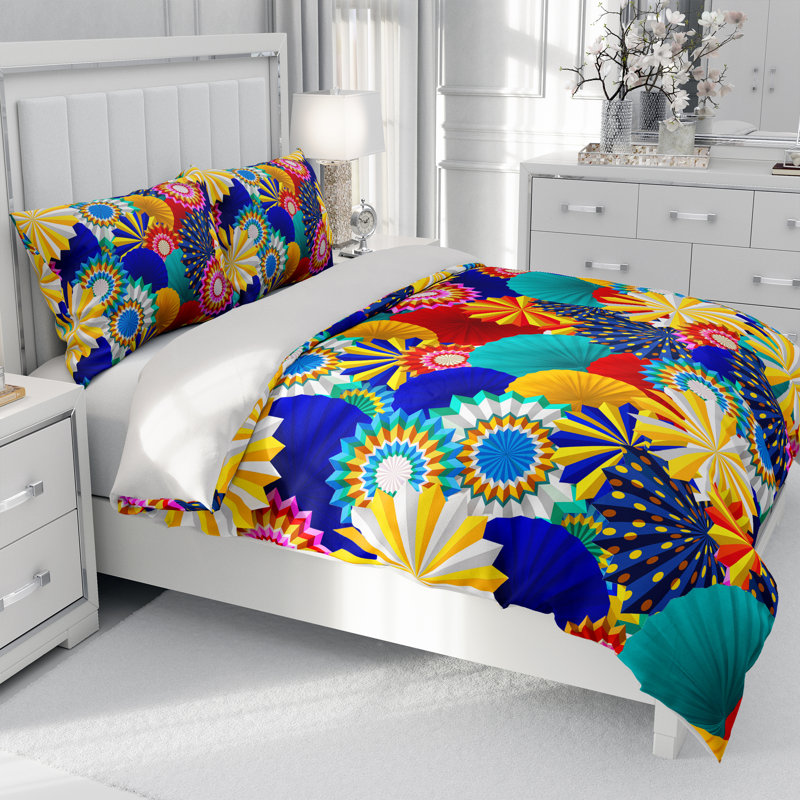 Geometric Shapes Duvet Cover, King Duvet Cover + 2 King Shams