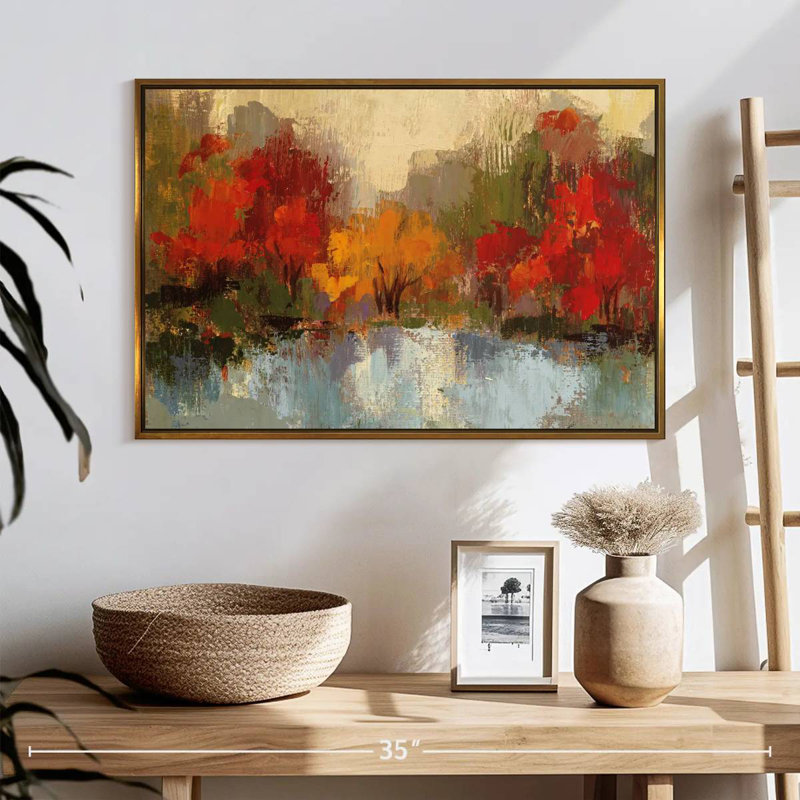 Automne Riverside I, Cadre flottant doré, 25 po x 17 po