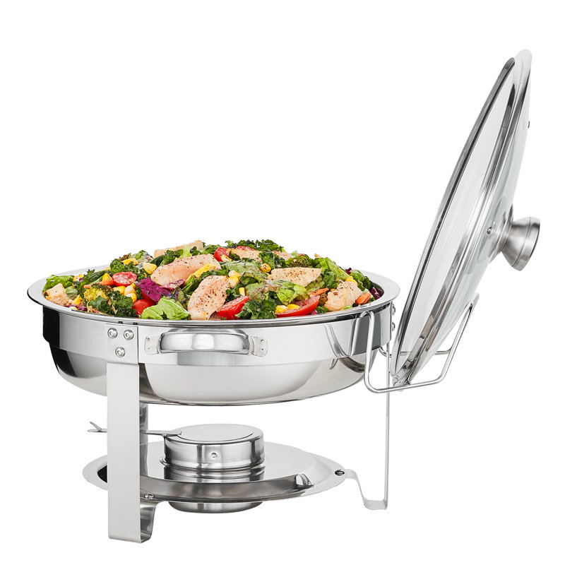Stainless Steel Round Chafing Dish Set with Glass Lid