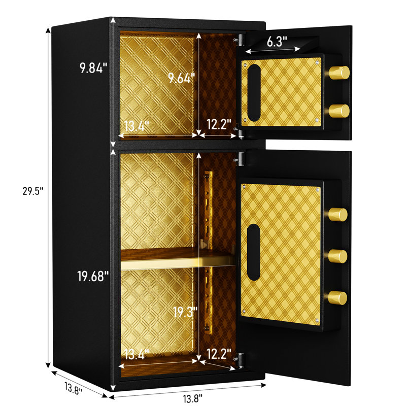 Grand coffre-fort à double porte à pièces, coffre-fort de sécurité numérique avec clavier et clé, coffre-fort de 3,5 pieds cubes avec fonction de code caché pour la maison, le bureau et l'hôtel