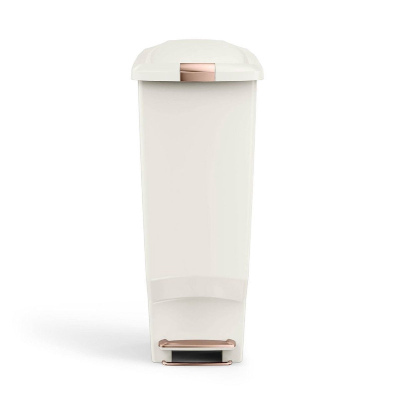 simplehuman 40 Liter / 10.6 Gallon Slim Kitchen Step Trash Can with Secure Slide Lock, Plastic, Cream