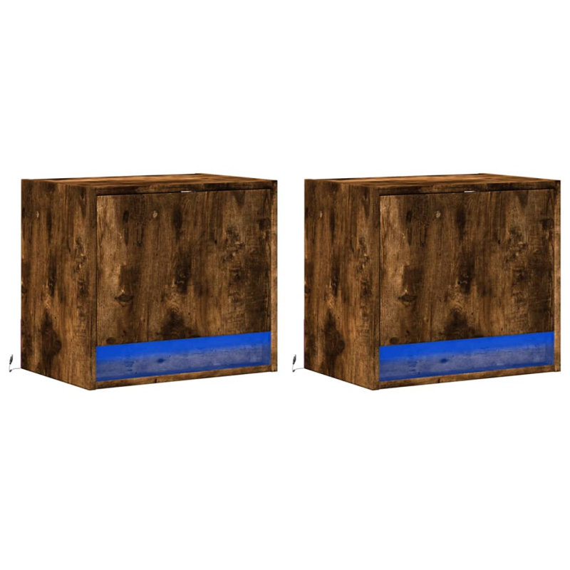 Daeshia 45cm W Manufactured Wood Bedside Table, Smoked Oak