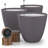 7'' Self Watering Planters For Indoor Plants - With Water Level Indicator For Flower Pot , Grow Tracking Tool - Coco Coir - Grey 3 Pack