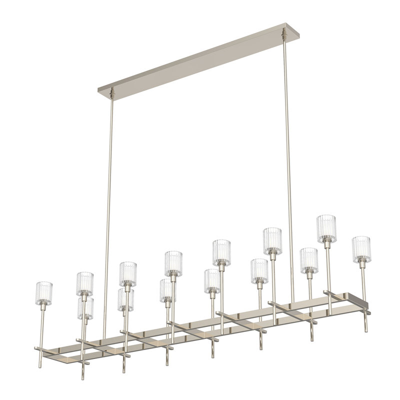 Salita 14 - Light Pendant, Ribbed Crystal, Polished Nickel