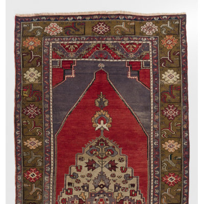 Tapis rétro Vintage Village Anatolian, tapis oriental traditionnel en laine rouge et bleu