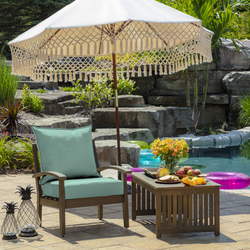 ARDEN Outdoor Foam Deep Seat Cushion Set, 22 in x 24 in, Weather-Proof, Fade Resistant Patio Cushion, Bottom and Back Cushion for Chair, Sofa, and Couch Aqua Leala