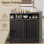 Armoire à poubelle basculante de 26 gallons avec façade cannelée et tablette ouverte, noire-130194910-132784060