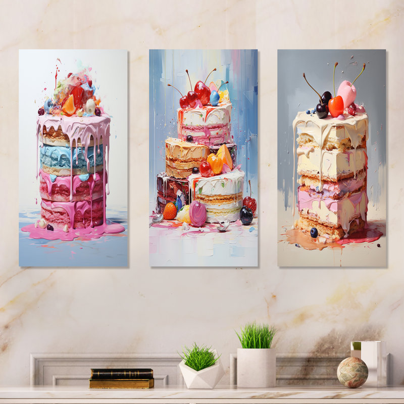 Ensemble de 3 décorations murales Popart Cake Dessert Sugar Rush - Desserts, H 28 po x l 36 po