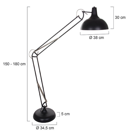 Leila 150cm Task Floor Lamp, Black