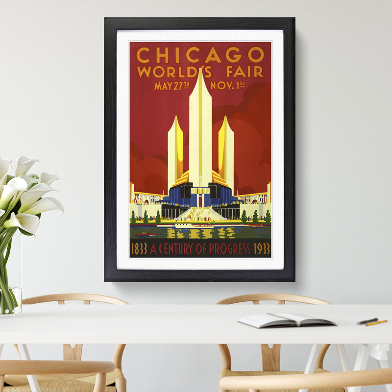 Chicago World Fair - Picture Frame Graphic Art, Black Framed, 65cm H x 48cm W x 2cm D