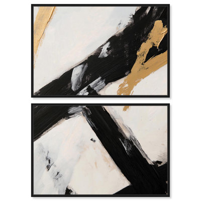 Weight of Black I Canvas Set of 2 Luxury Abstract Art by Art Remedy