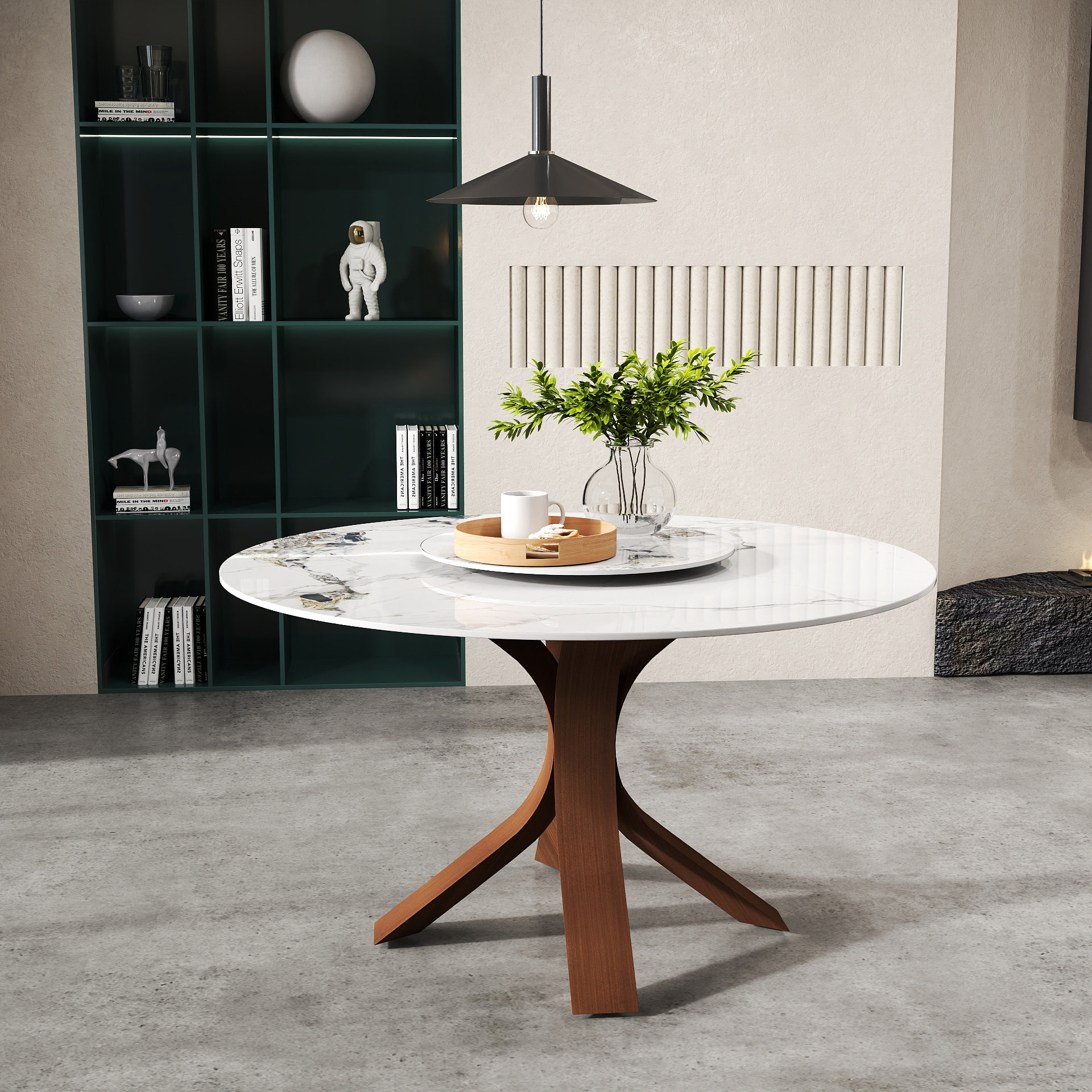 Corrigan Studio Modern Round Sintered Stone Dining Table With Lazy ...