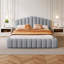 Tête de lit tapissier en velours pour lit double avec cadre de lit pour grand lit, sans sommier tapissier, bleu clair-468801847