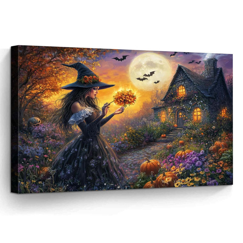 Halloween Witch Canvas Wall Art 40x60cm