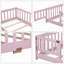 Lit simple au sol avec garde-corps de sécurité et porte tournante rose, parfait pour les enfants et les espaces compacts