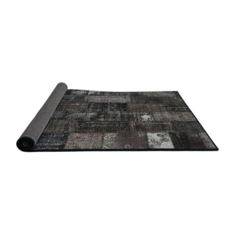 Tapis contemporain gris anthracite / gris, Rond 5 pi