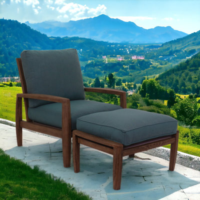 Ensemble de fauteuil club et repose-pieds 2 pièces Courtyard Casual Avalon FSC Teak