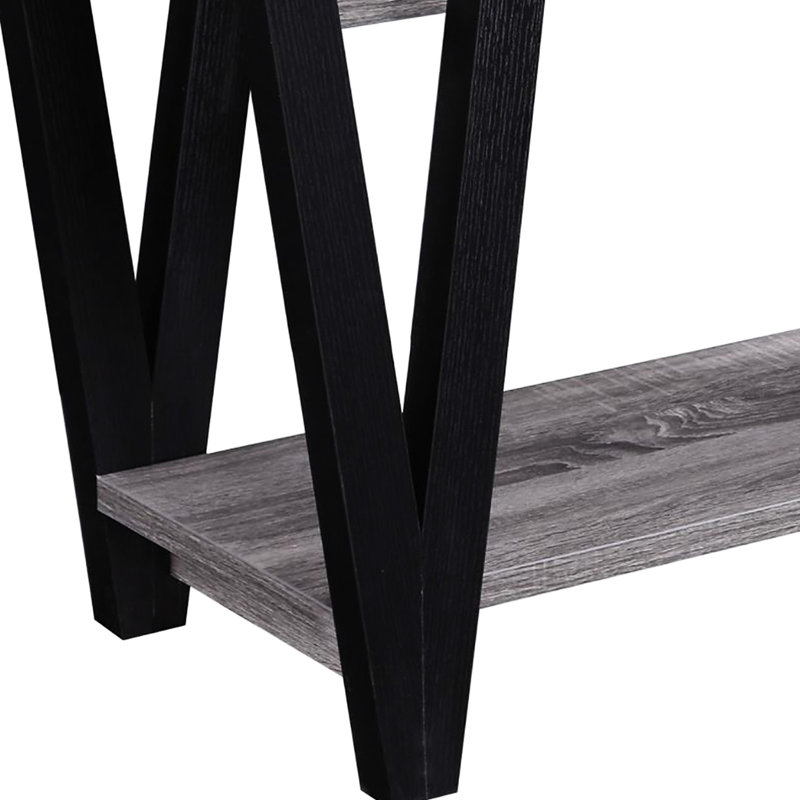 Elegant Rectangular Console Table In Antique Grey And Black Stylish For Primary Living Area