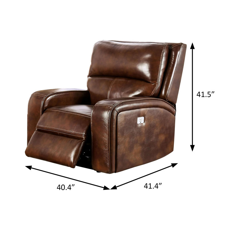40.4" W Transitional Power Recliner, Medium Brown