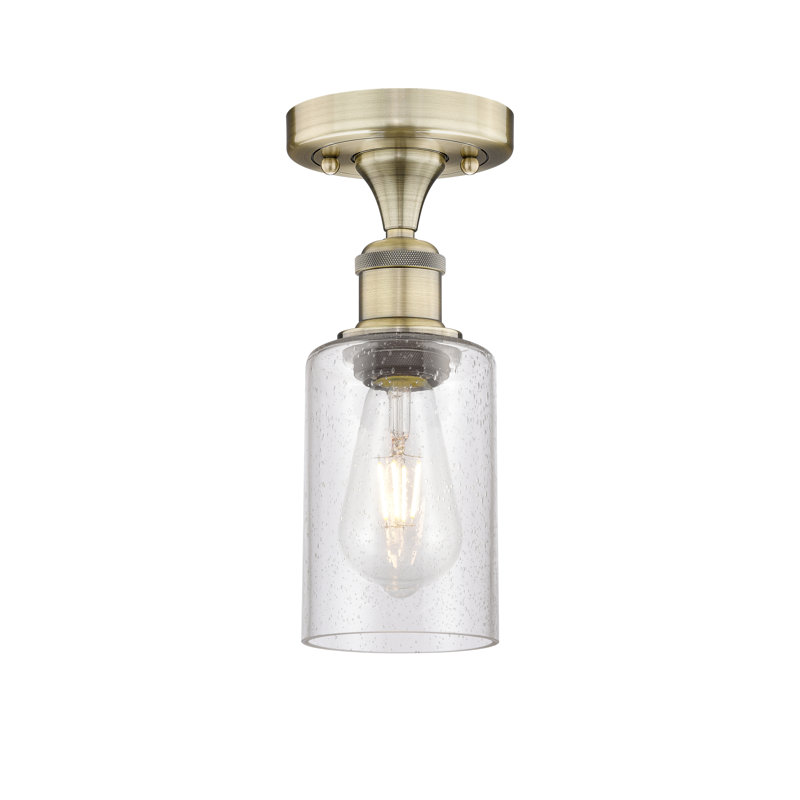 Broadoaks Glass Semi Flush Mount, Antique Brass
