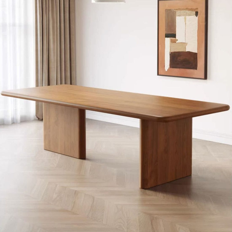 Table de salle à manger rectangulaire en bois massif brun noisette, H 29,53 po x L 94,49 po x l 39,37 po