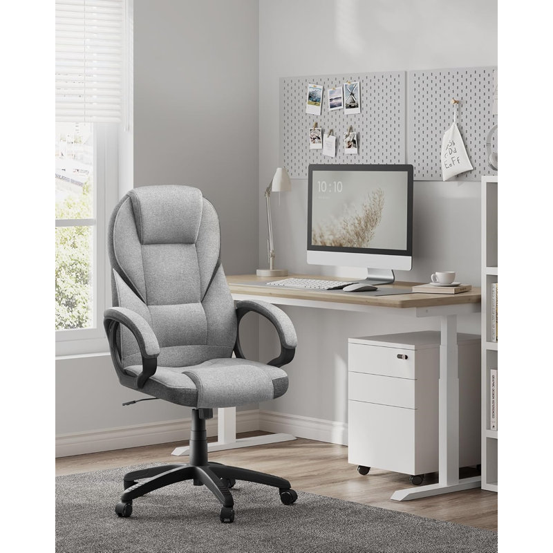 Ergonomic Swivel Chair, Adjustable Height, For Office, Telework, With Silent Castors, 28.7" L X 27.6" W X (44.1"-48" H), Grey
