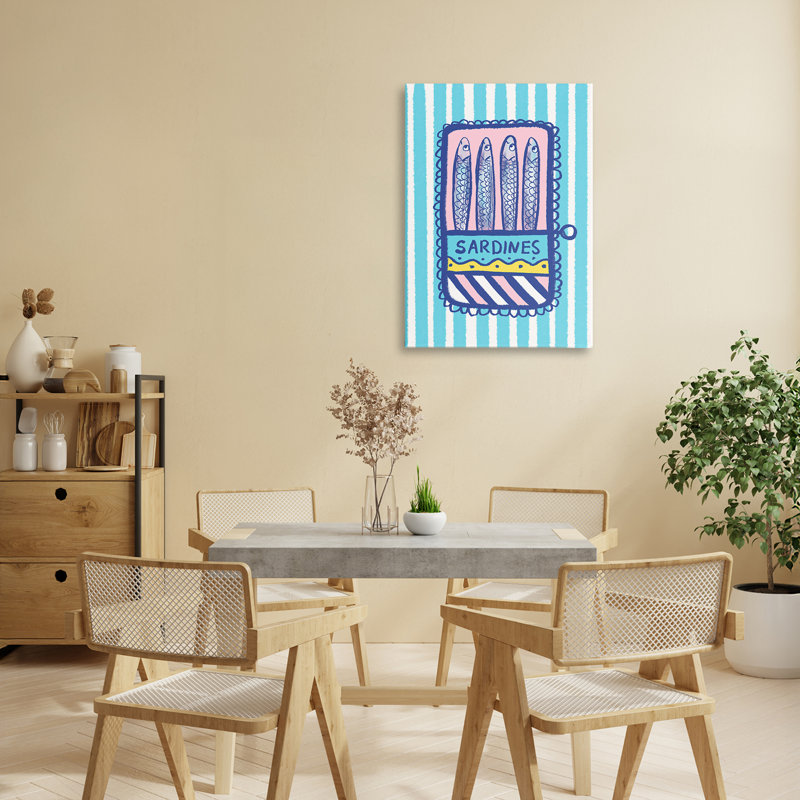Toile pastel et rayures sardines, design par Florentina Dolci, H 24 po x l 16 po