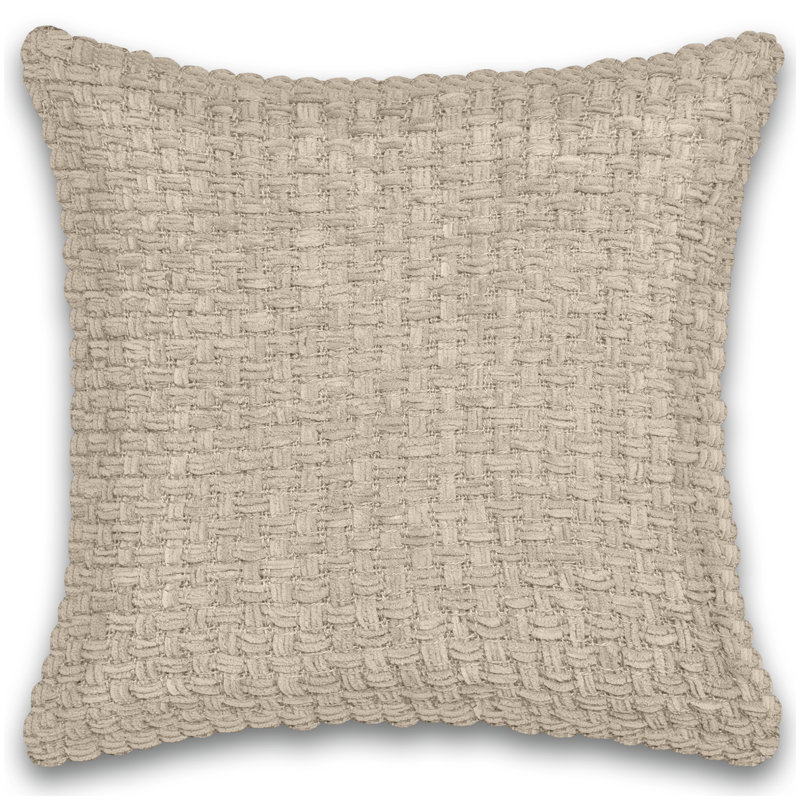 Chenille Square Cotton Pillow Cover & Insert, Beige