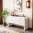 Denequa 63" Curved Sofa Entry Table with Two Cabinets, Modern Vintage Semi Circle Console Sofa Table-1408326104