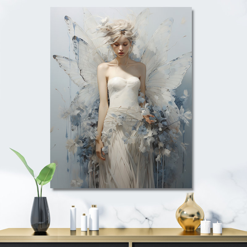 Fantaisie, minimalisme, fée des fleurs sur toile, H 32 po x l 24 po x P 1 po, Toile tendue