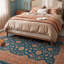 Tapis Acacia2 traditionnel à motif floral intégral, bleu sarcelle, or et crème, lavable à la machine, antidérapant, à poils courts, pour l'intérieur et l'extérieur, adapté aux animaux domestiques, idéal pour le salon, la chambre, la salle à manger, l'entrée, le couloir ou le bureau.-425780514