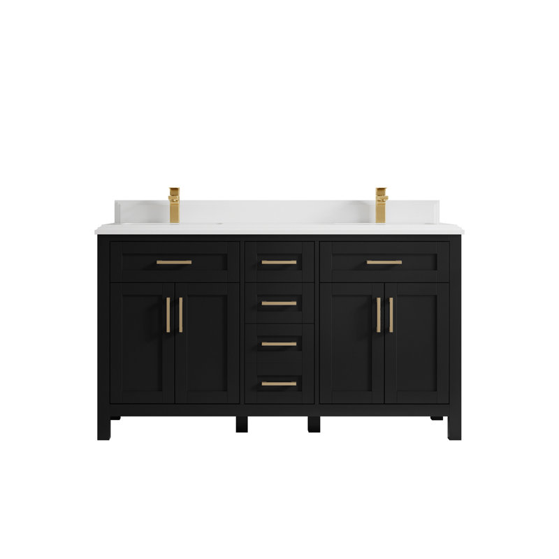 Ensemble de meuble-lavabo double 60 po Adeyne, Blanc