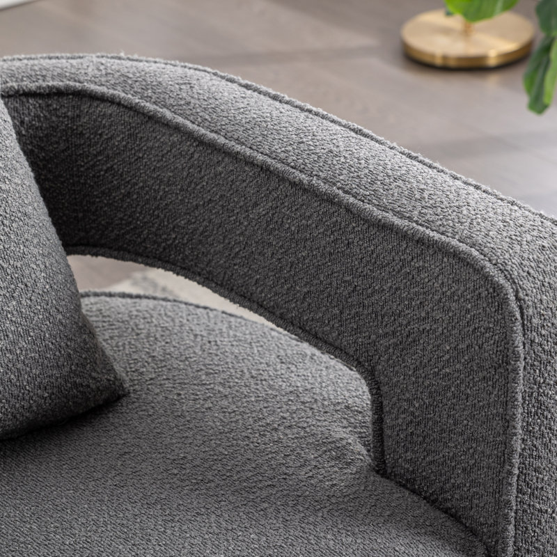 Dangira Upholstered Swivel Barrel Chair, Gray Polyester