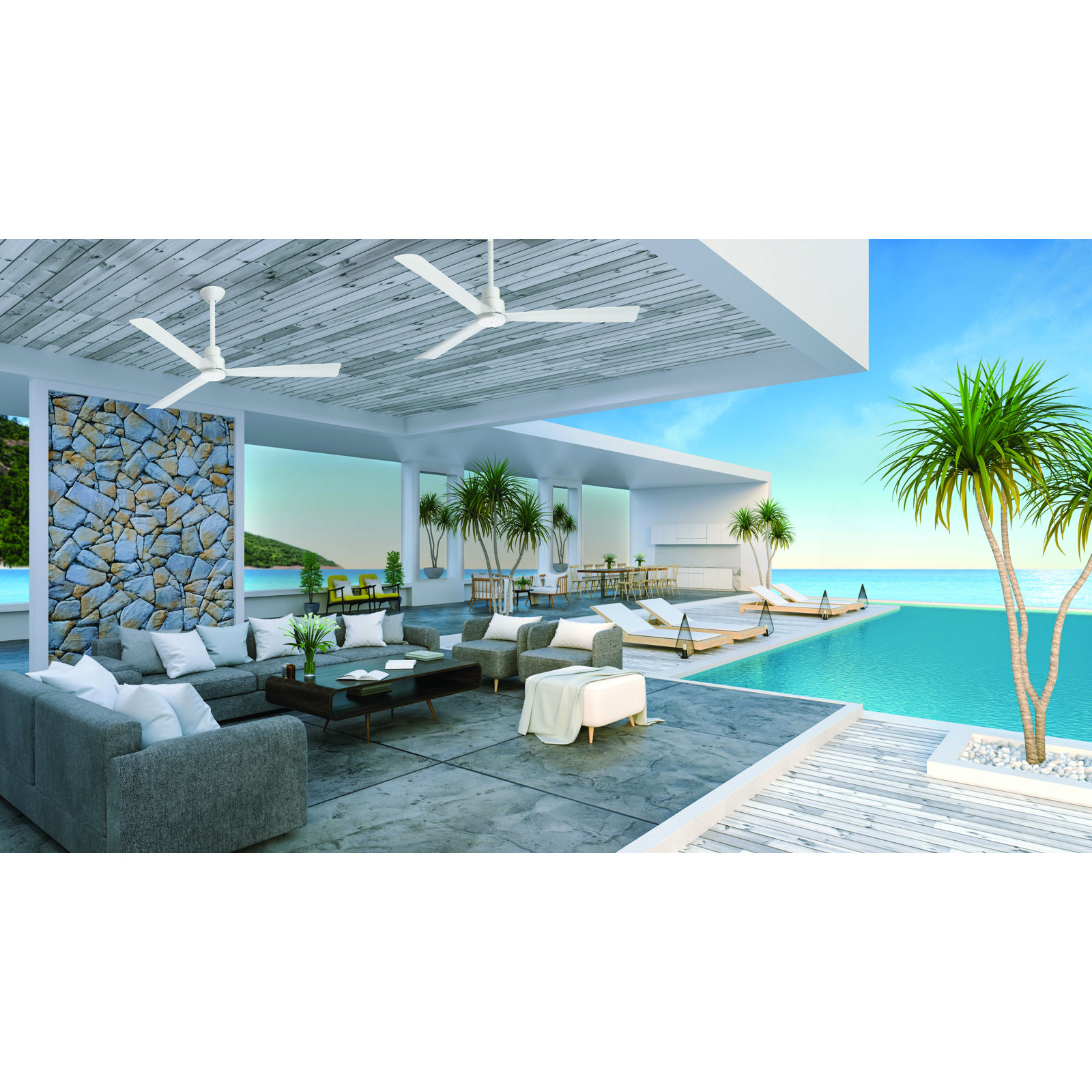 Simple 52" Outdoor Ceiling Fan, Flat White