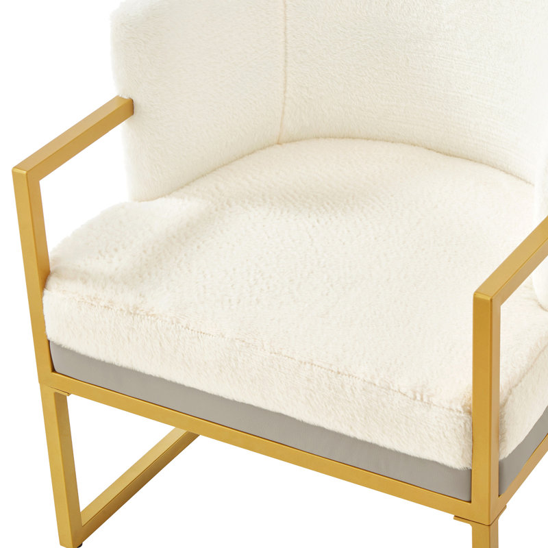 Fauteuil d'appoint moderne et confortable, fauteuil de lecture rembourré avec structure en métal doré, pour salon, chambre ou bureau.