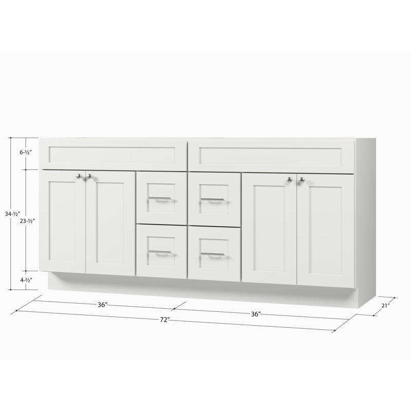 72'' Double Bathroom Vanity Base Only in White, White
