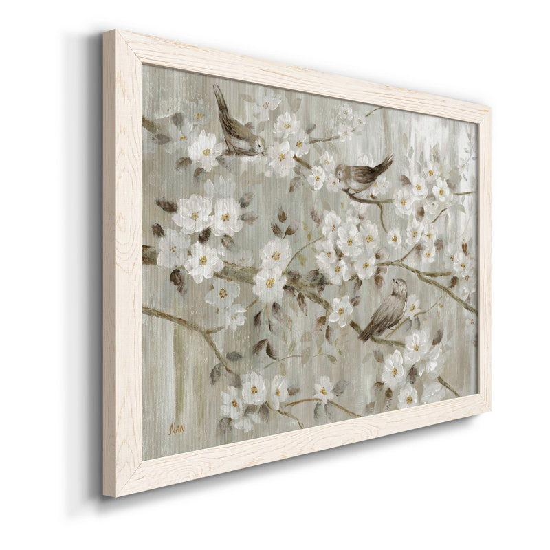 «Neutral Spring Birds», peinture sur toile encadrée, Blanc, H 17 po x l 20 po x P 1 po