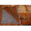 Tapis orange / vert en laine noué à la main de conception unique 9 pi 11 po x 13 pi New Age