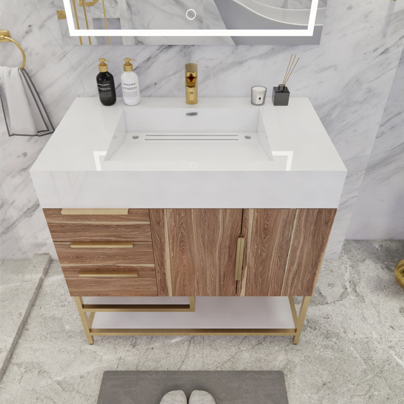 Ensemble de meuble-lavabo simple 36 po Sevara, Chêne blanc