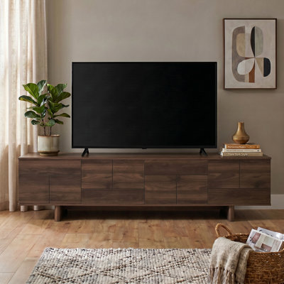 78 inch Modern TV Stand for TVs up to 85"｜Solid Wood Legs｜Cable Management, Push-Openers, Soft-Closing Hinges，Adjustable Shelves｜ Entertainment Center with for Living Room