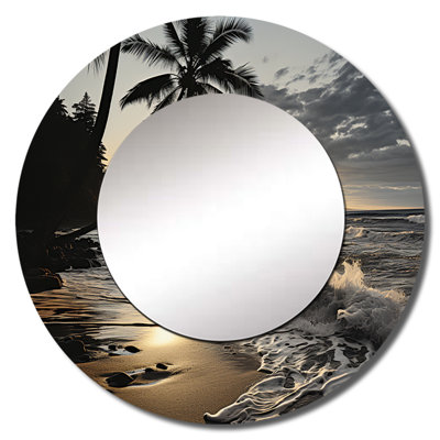 Beach Photo Tropical Escape IV - miroir de plage, miroir mural rond décoratif, impression sur métal