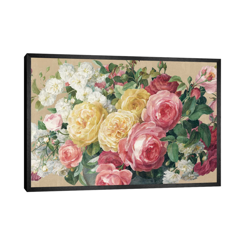 Antique Roses In Zoom by Danhui Nai - Print on Canvas, 101.6 cm H x 66.04 cm W, Black Framed