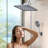 12" Rectangular Dual Shower Head Combo with 6-Spray Handheld Shower Wall Mount Chrome-122060556