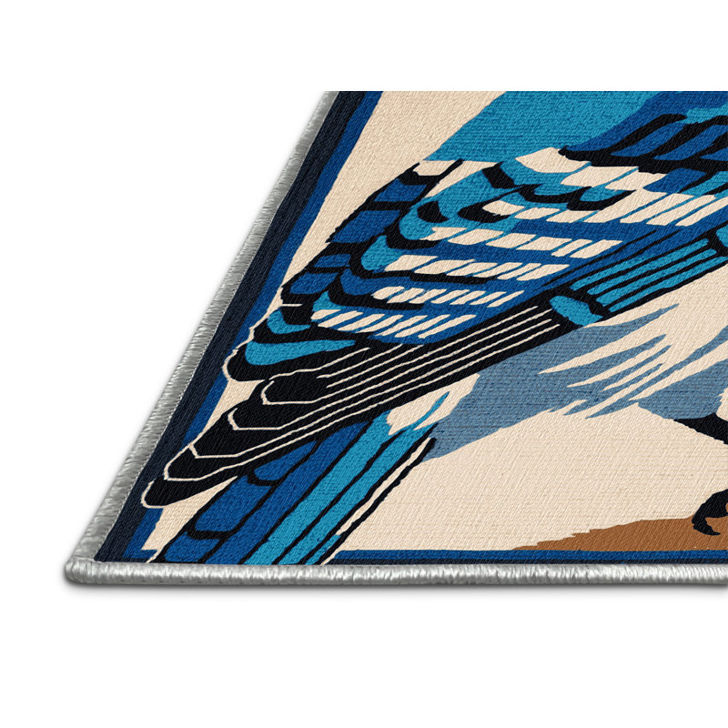  Tapis lavable bleu Jay, Rectangulaire 2 pi x 3 pi