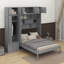 Grand lit escamotable mural avec armoire supérieure, tablettes et garde-robe-2104298304